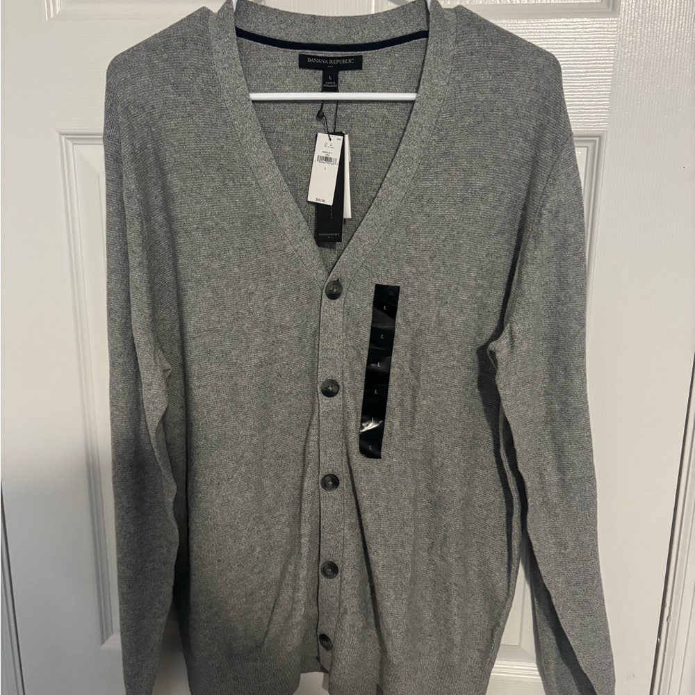 Banana Republic Men's Gray Cardigan Sweater